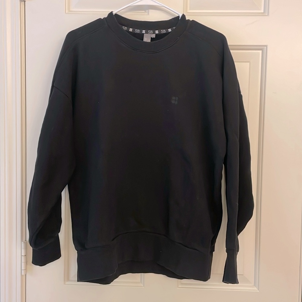 Sweaty Betty black cotton crewneck sweatshirt size Small